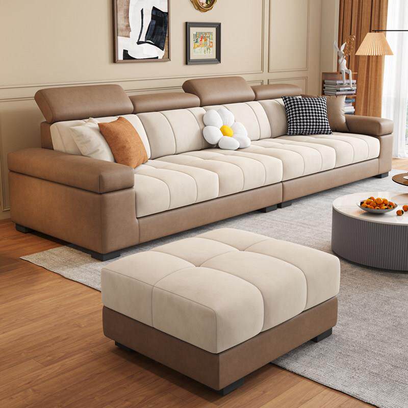 新款北欧沙发棉麻布艺双拼色简约现代轻奢客厅可拆洗猫抓布直排