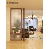 现代新中式 化解穿堂风隔断风水屏风实木格栅半墙卫生间玻璃玄关