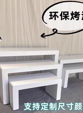 陈列台白色烤漆体验桌服装店桌子木质长方形体验台手机数码靠墙柜