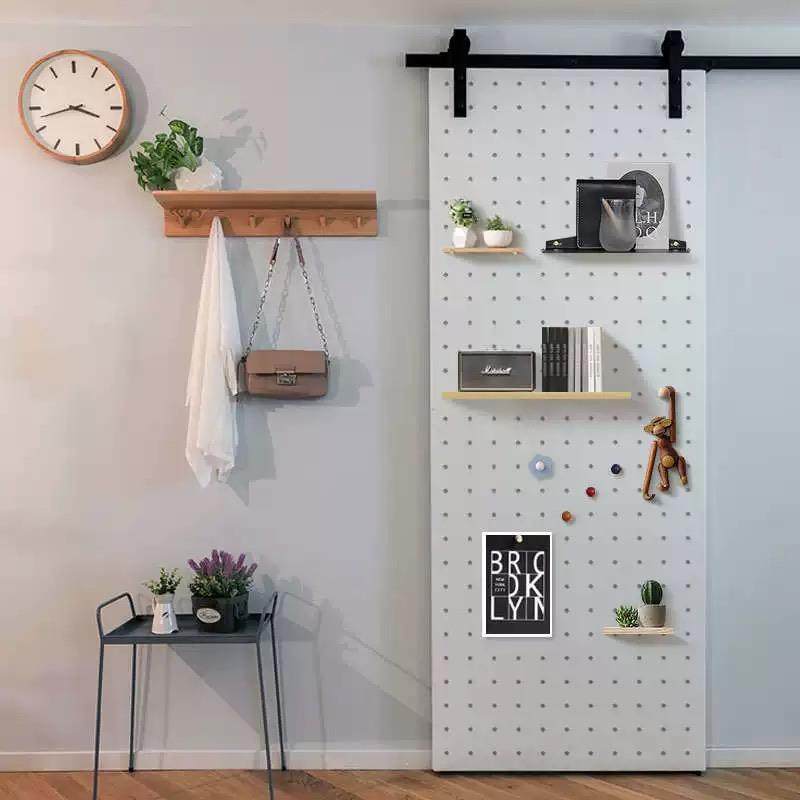 洞洞门隐藏轨道幽灵门吊轨门推拉门移门卧室门北欧实木门谷仓门