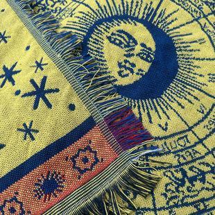 黄星座卡牌桌布仪式感流苏北欧风 棉麻款双面可用塔罗桌布 90X90