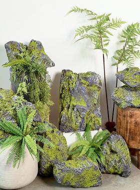 仿真青苔石头泡沫造景石庭院布置假山拍摄装饰仿生苔藓假石头摆件