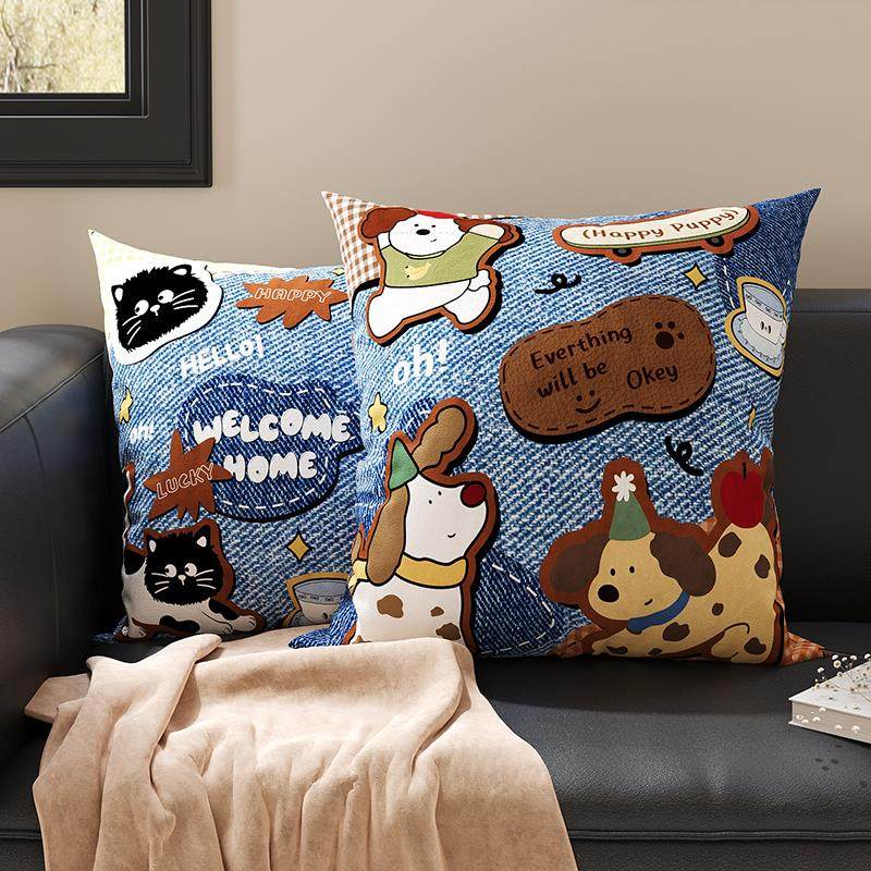 卡通可爱高级感客厅靠枕抱枕办公室客厅沙发卧室床头靠垫含芯新款