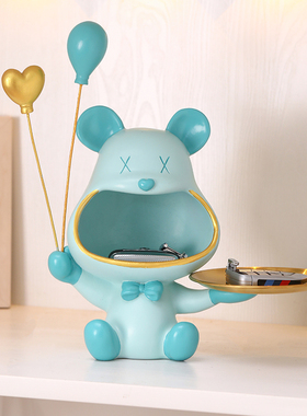 大嘴气球暴力熊托盘摆件进门玄关钥匙收纳客厅电视柜装饰乔迁礼物