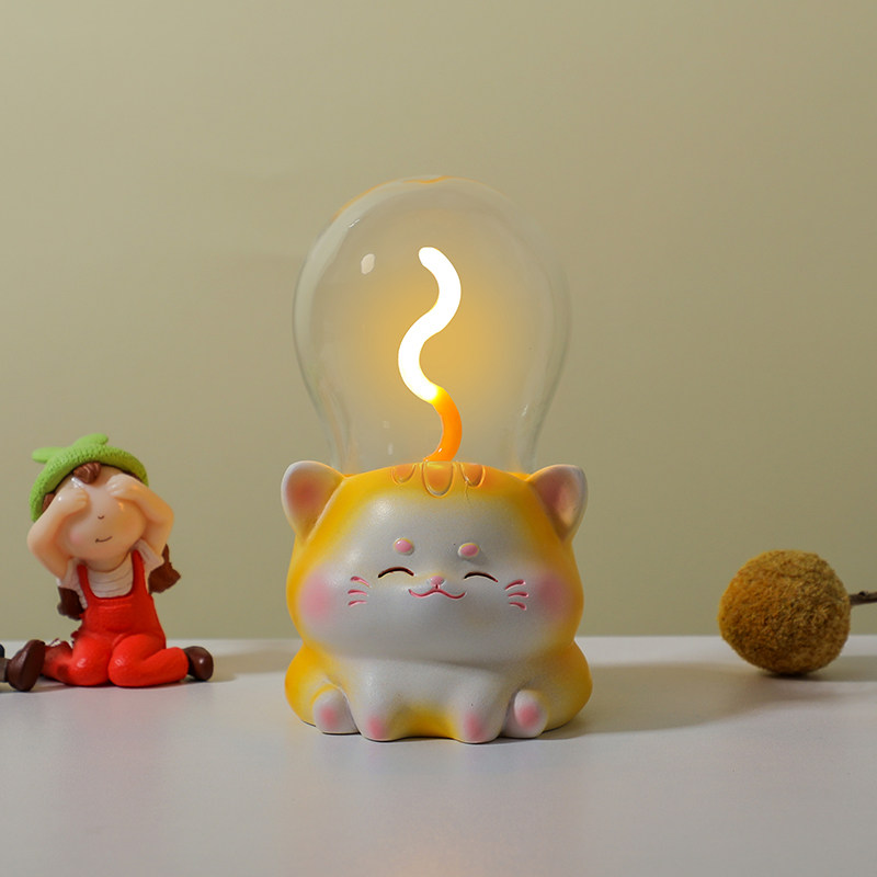 可爱猫咪海豚灯泡小夜灯摆件