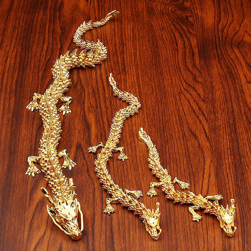 合金3D立体活动龙家居办公桌面仿古龙饰品中国龙手把件金属工艺品