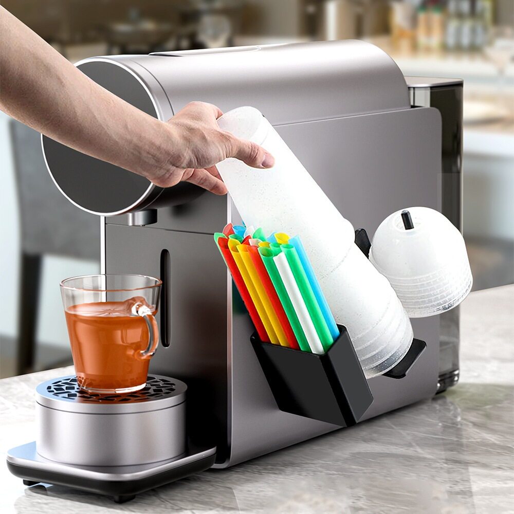 咖啡机杯架一次性杯子收纳架奶茶店取杯器桌面置物架带吸管槽