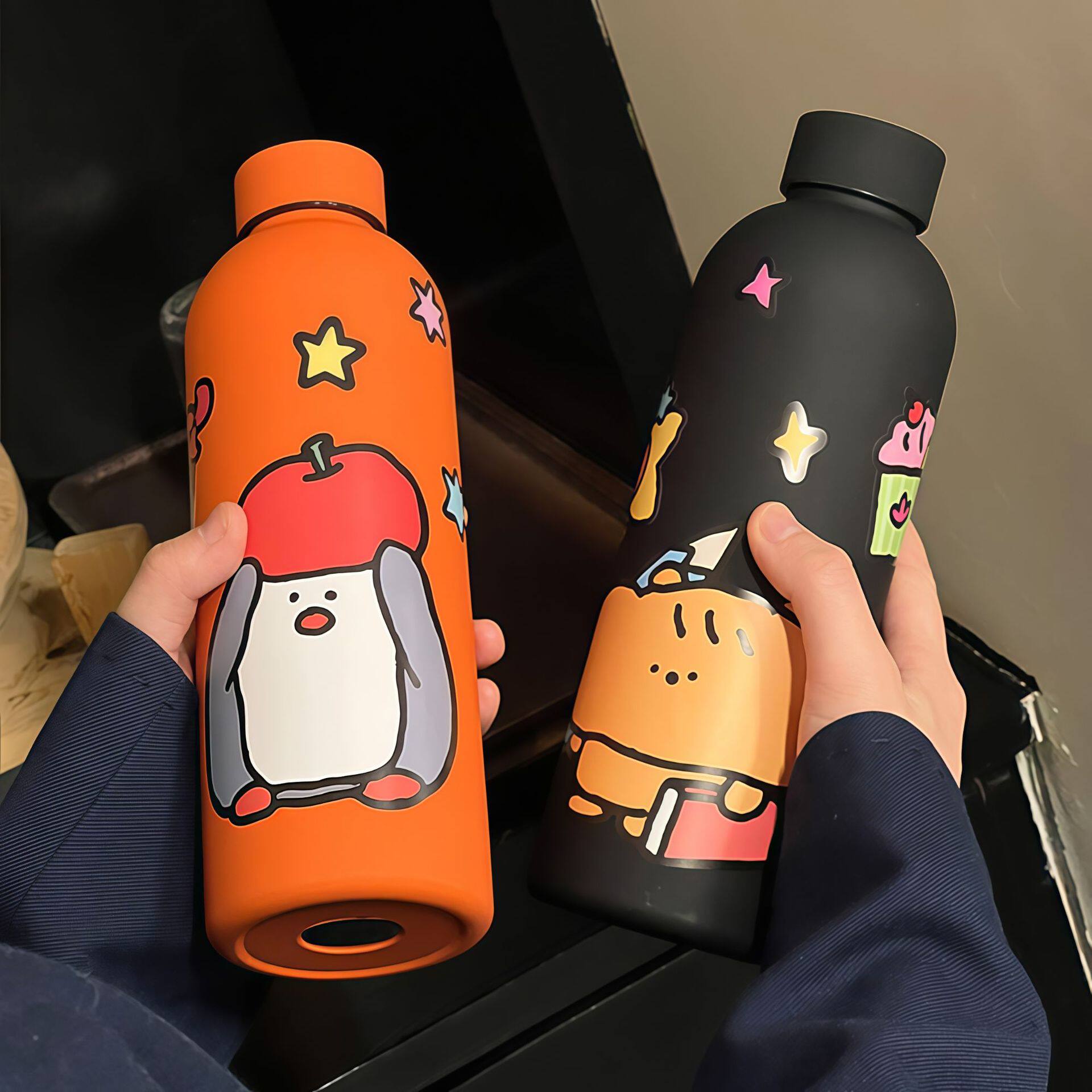 新款可爱卡通陶瓷内胆保温杯女生高颜值车载杯子大容量运动水杯男