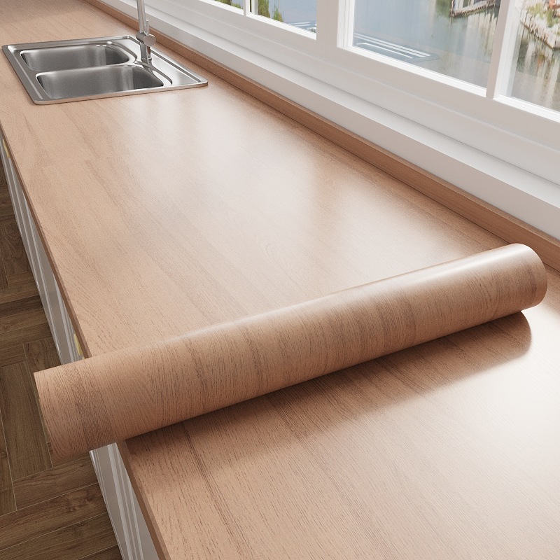 厨房灶台防油贴纸自粘橱柜台面垫防烫耐高温木纹翻新遮丑防水贴膜