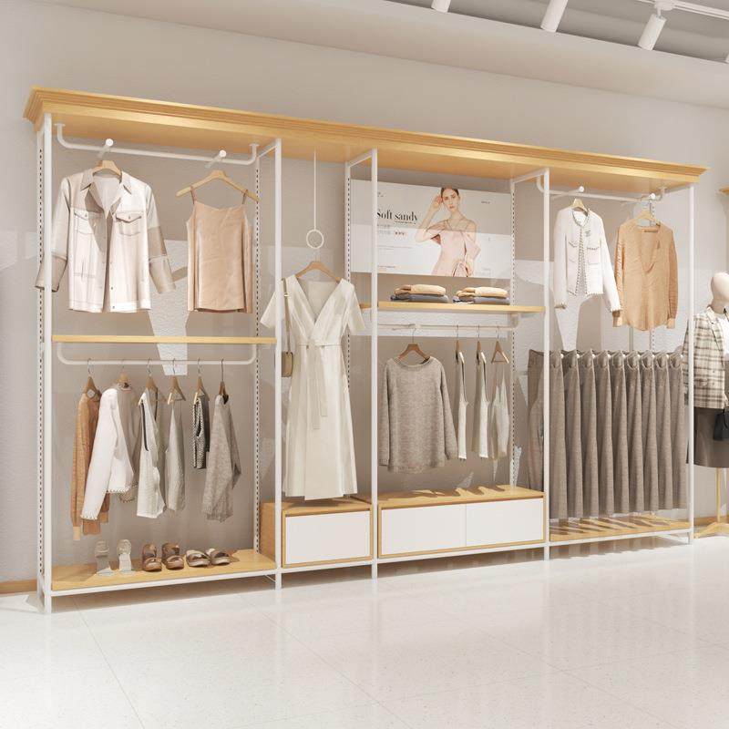 女装店货架展示架落地式挂衣架靠墙服装店陈列架吊架实木衣服架子,商业/办公家具,服装展示架,淘宝优惠券,粉丝福利购,淘宝优惠卷