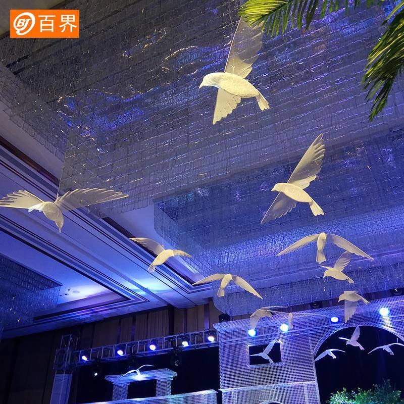 新铁艺发飞鸟吊顶款装饰BJ1694膀婚庆道具带光翅空中舞台挂件婚礼