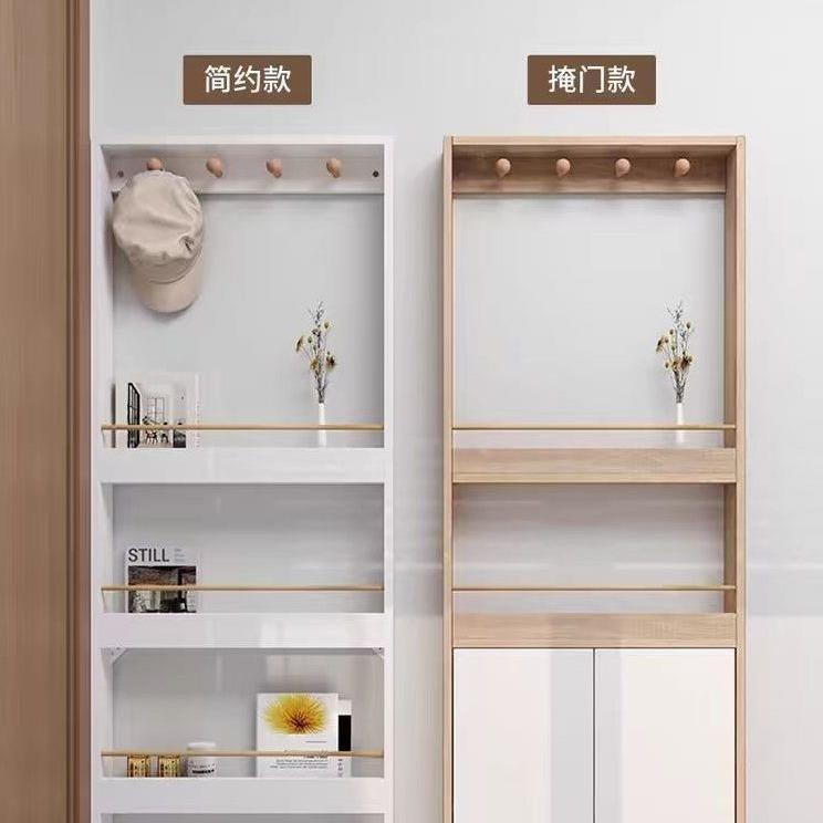 童实木门置后物架家用卧室柜落地书EI极窄儿绘本架书架收纳超薄靠
