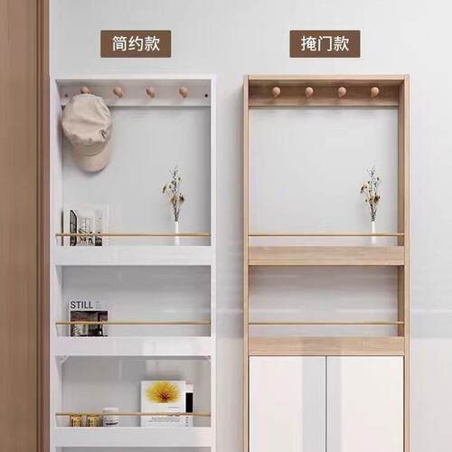 童实木门置后物架家用卧室柜落地书EI极窄儿绘本架书架收纳超薄靠