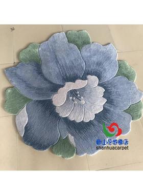 西兰新进口羊抽钢象绿色牡丹花毛朵圆形客厅HVM茶几地毯餐厅琴门