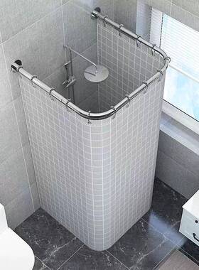 免打孔U型帘浴杆套伸杆37376u形浴室卫生间洗澡防水淋浴房缩挂帘