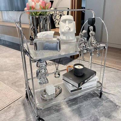 中推古车玻可折移动璃小推车风花架餐车无品牌/网红透叠明