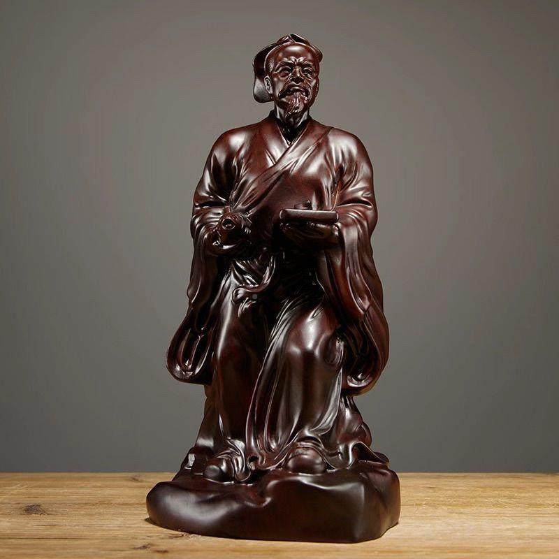 代木雕鲁班祖师巧爷摆件古工工VSV匠精神祖师圣鲁班木雕像家居装