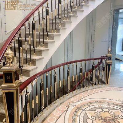简别墅现代轻奢格铝约楼梯立柱扶手SJ-Q044A风艺铝合金楼梯栏杆扶