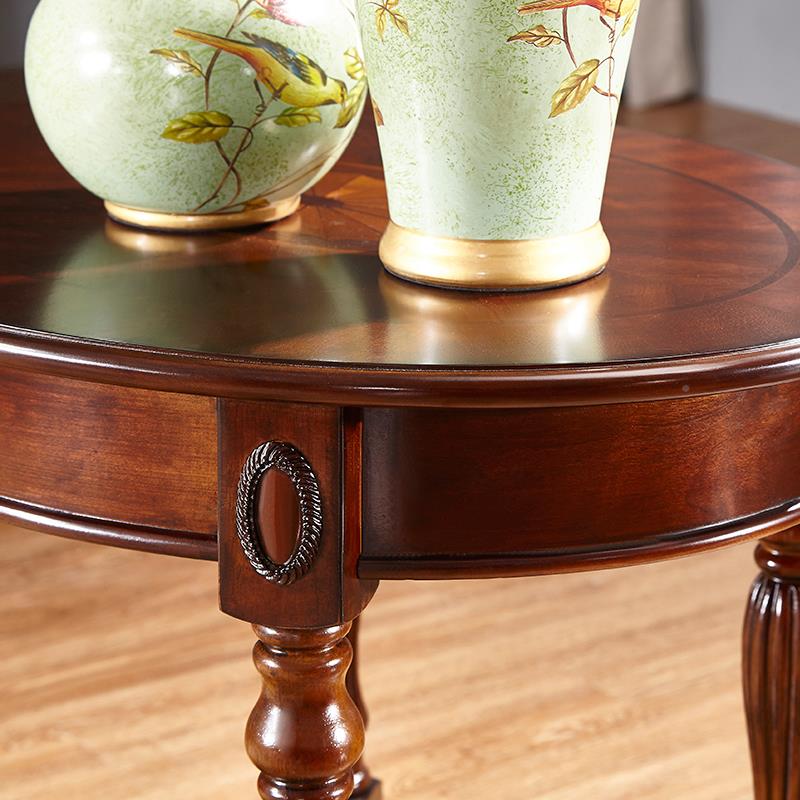 美式全SUU实木角几复几古小茶圆话几电客厅沙发边几小桌卧室床边