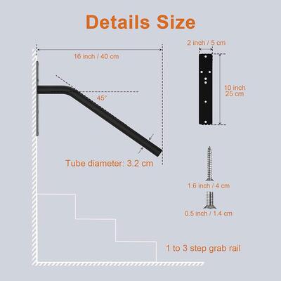 百豪手壁挂间式QSI台阶扶手洗安全入扶手杆黑色口铁制工业风户外