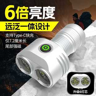 新款 耐用暴雨級LED燈 家用便攜式 超強光六眼魔獸迷你手電筒充電式