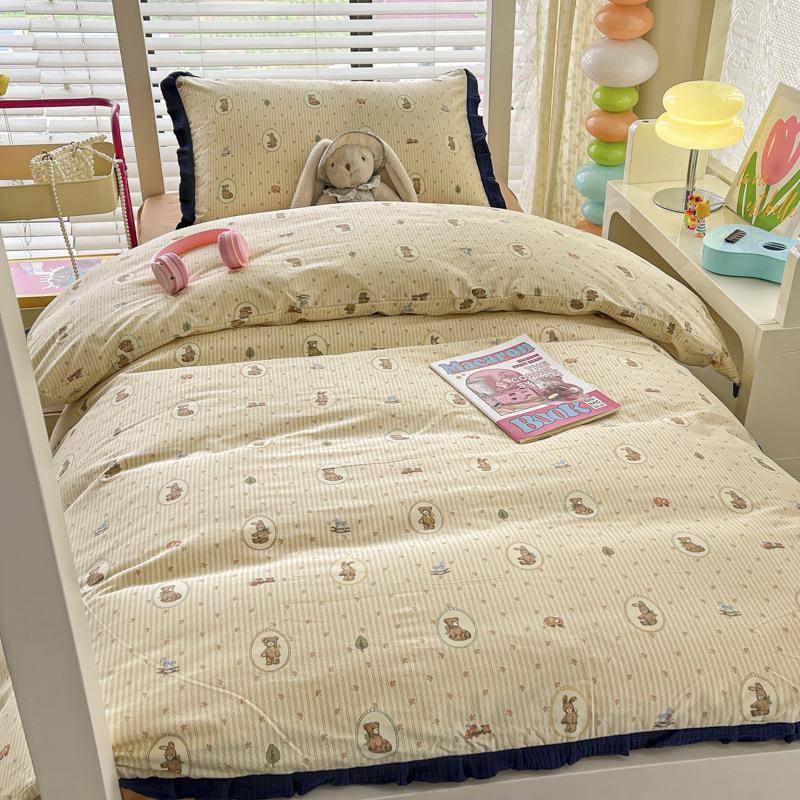 夏季公主SNK风纯被套单件15棉0×200儿被童宿舍花边全棉床品四件