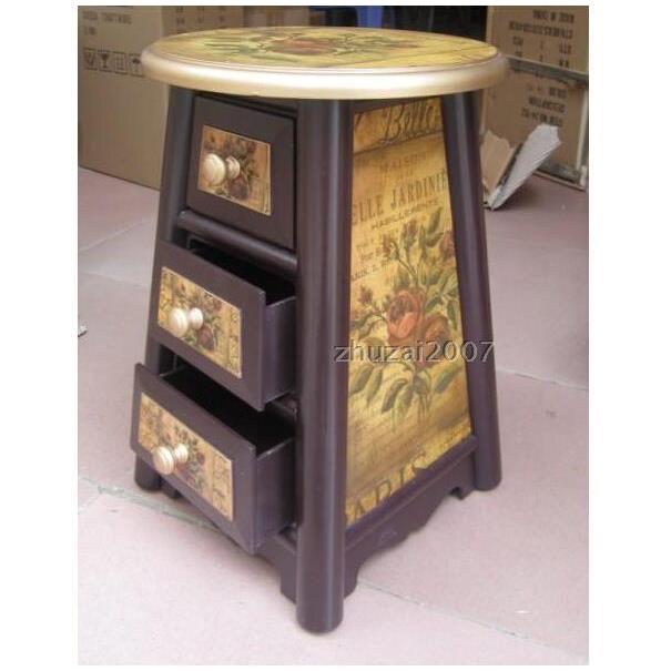 圆0A式欧田园韩式家具实木收纳凳MQU凳凳三抽凳梳妆凳45