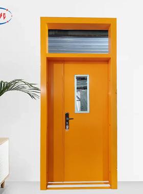 橙色幼儿门幼儿园质门校门开视窗平钢开门转印工学厂门钢板复合烤