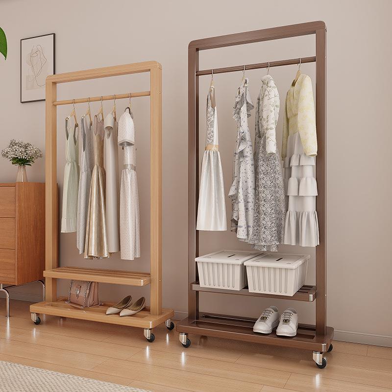 衣架落地卧室挂衣架家用木客厅可移KNQ动实网床红边民宿酒店衣帽