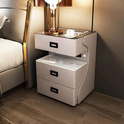 智能头柜户实木多功家用卧室小型简IMN床能约现代床边收纳柜轻奢