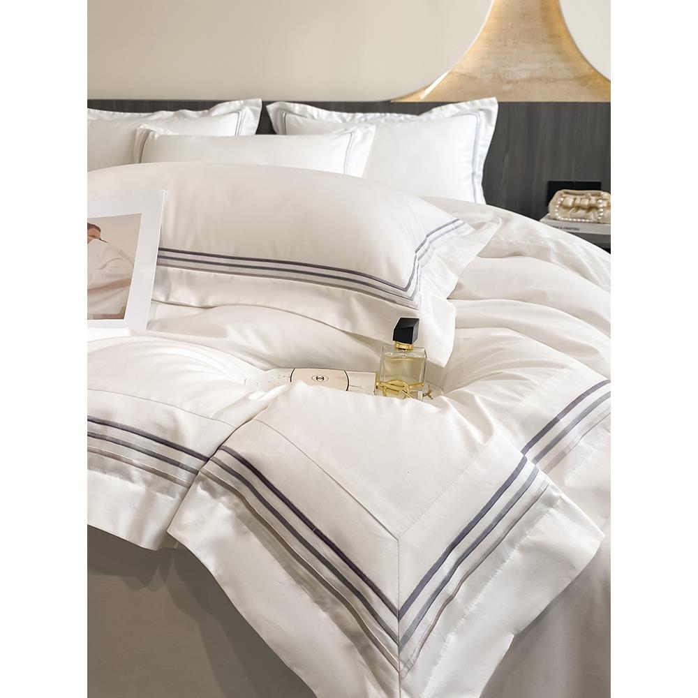 A类200支长绒棉全棉四件套母婴级纯棉被套床笠轻奢酒店风床上用品