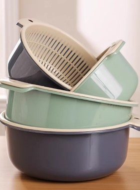 双层洗菜盆沥水篮沥水神器家用塑料圆形漏水篮水果篮子收纳果盘