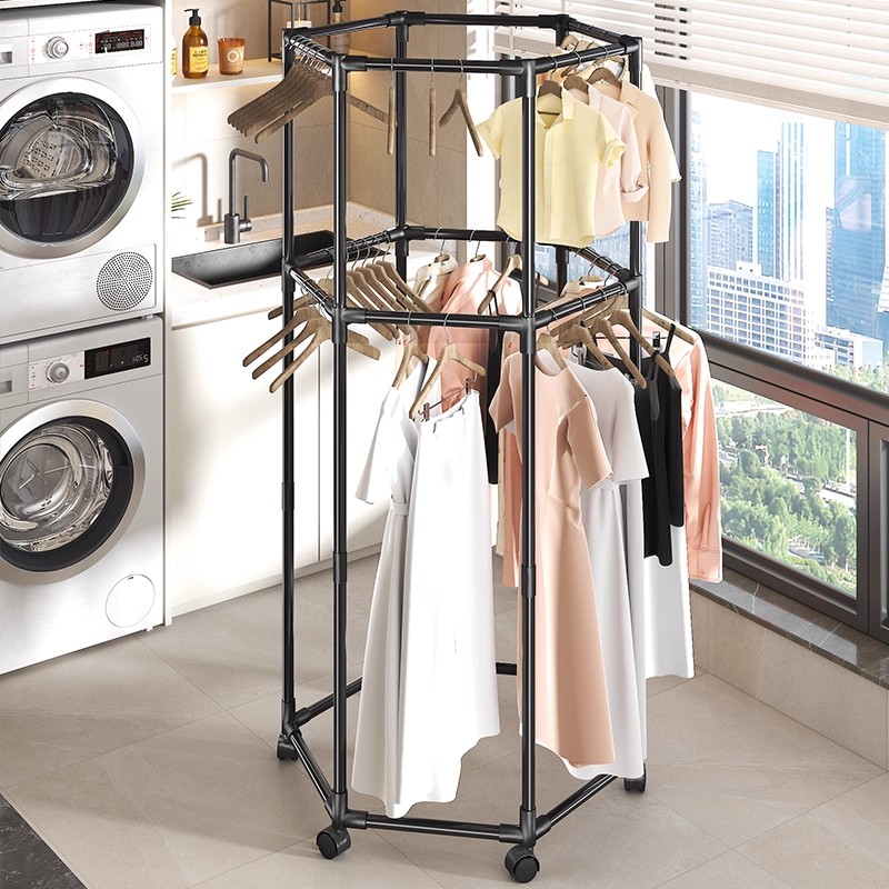 简易多功能可移动旋转晾衣架