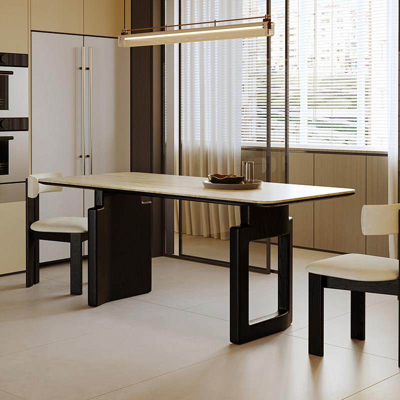 德利丰洞石岩板餐桌一桌四椅组合简约现代黑色长方形高端大气餐台,住宅家具,岩板餐桌,淘宝优惠券,粉丝福利购,淘宝优惠卷