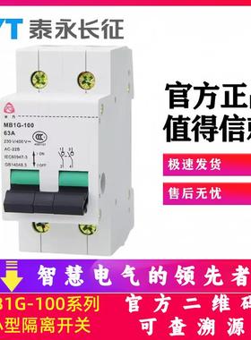 MB1G-100TYT泰永长征63/32A100A/4P长九隔离开关保护断路器2P正品