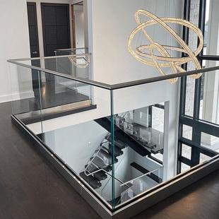 阳台钢化玻璃护栏现代简约室内家用楼梯扶手玻璃护栏u型槽栏杆