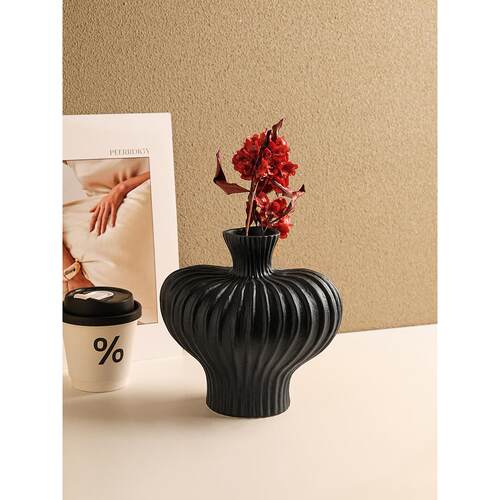 北韩美现代极简主义灯笼花瓶装饰品客厅桌面陶瓷干花插花家居覆古