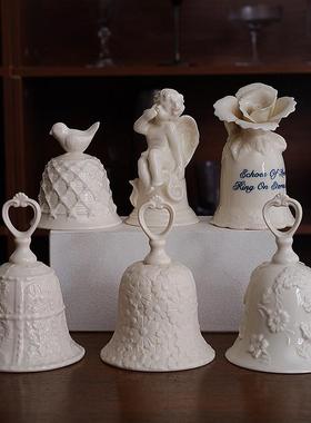 出口欧洲覆古宫殿风陶瓷餐桌铃铛摆件 浮雕花卉鸟造型家居装饰品