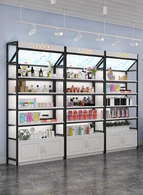 化妆品展示柜欧式母婴店展柜美容护肤彩妆陈列柜可调节货架展示架