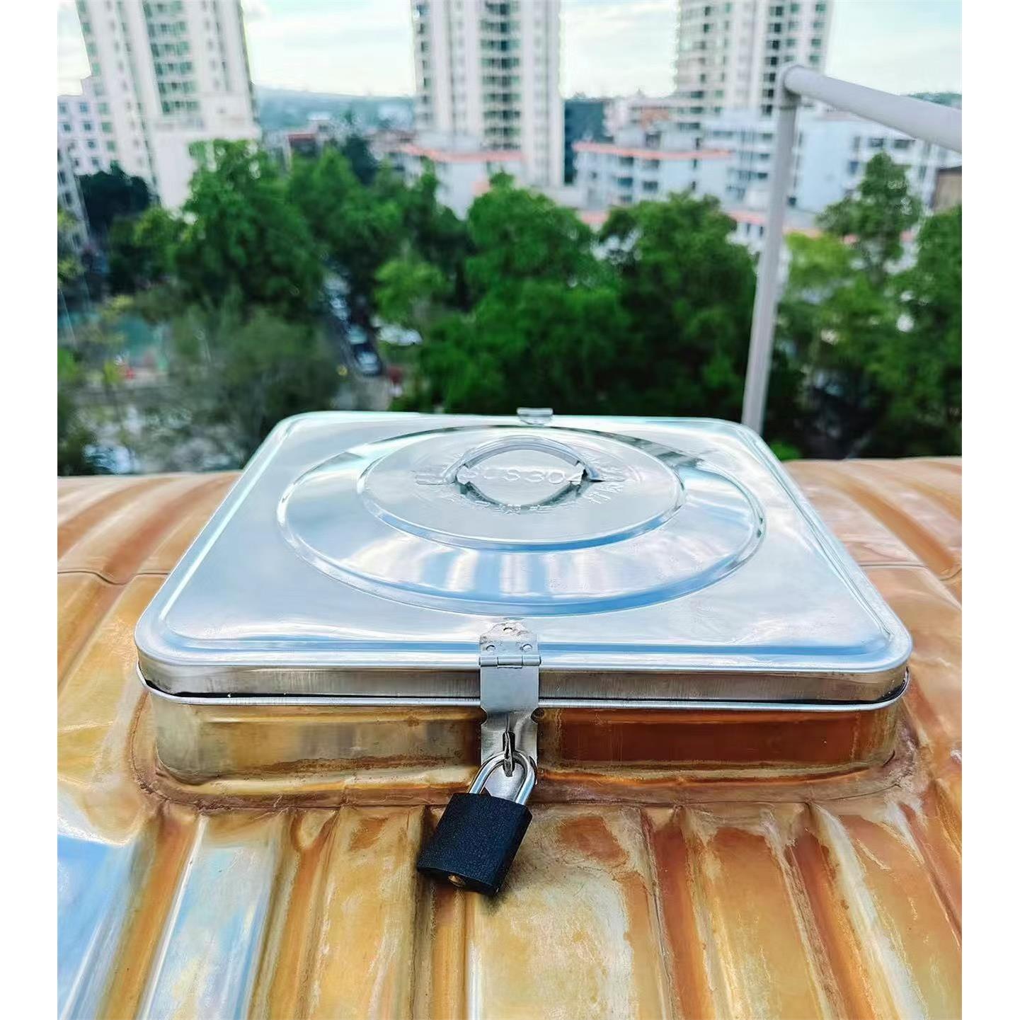 卧式水塔304不锈钢水塔盖子加厚带锁牌正方形水塔盖通用水箱水桶