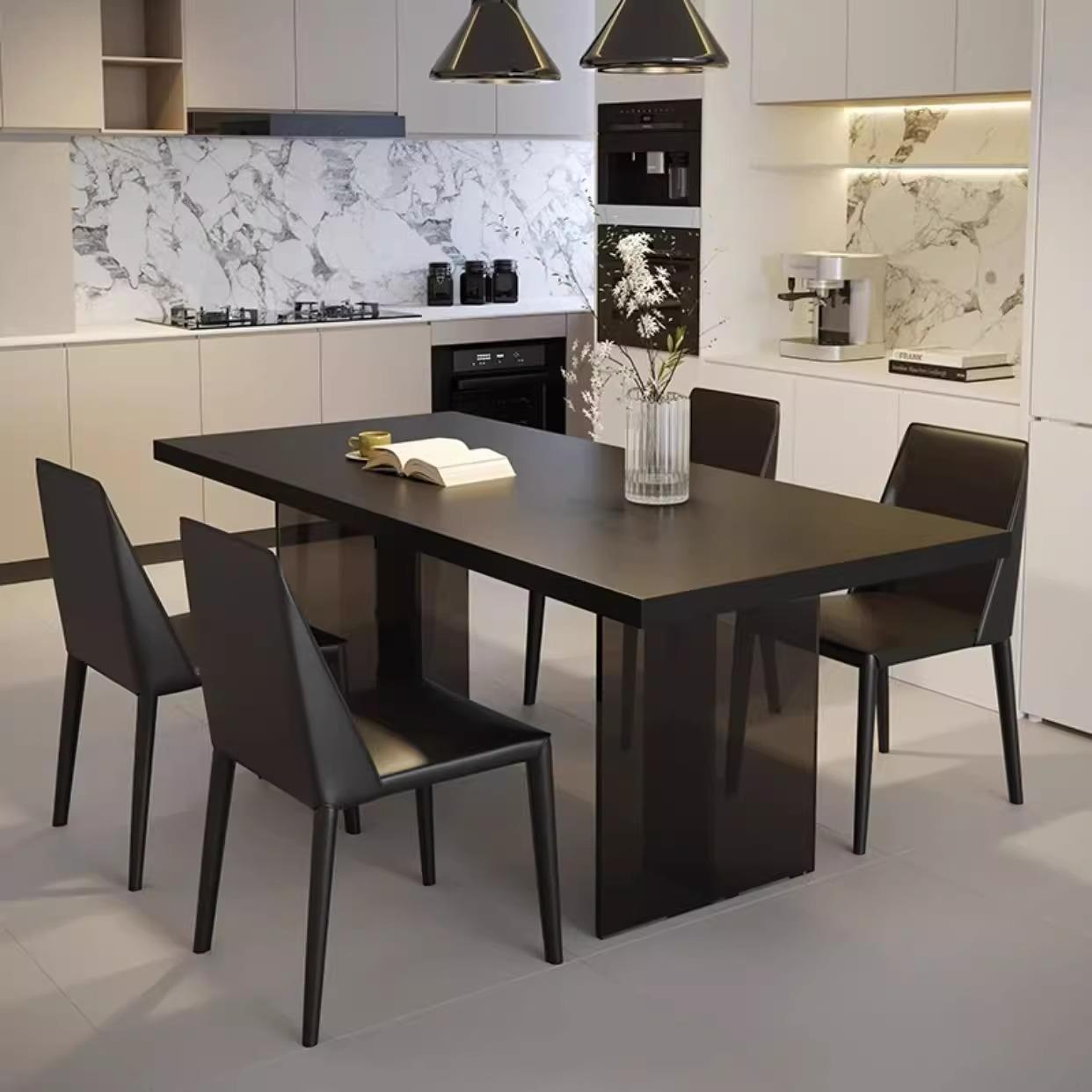 意式极简岩板餐桌客厅吃饭桌椅组合家用小户型餐桌压克力悬浮饭桌