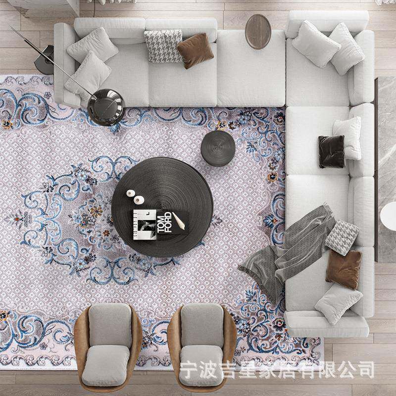 欧式客OSM茶几地毯式奢卧室床前边地垫法式后现厅代家用轻奢华宫