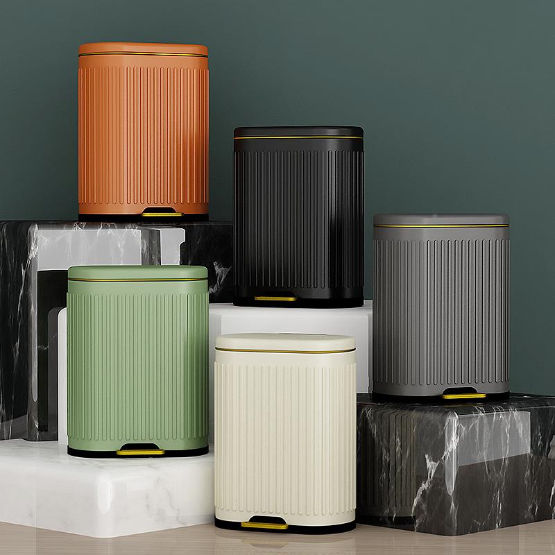 双1收2L用不锈钢垃圾桶椭家圆复古内外桶脚F1-1200踏缓降房间客厅