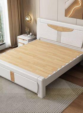 全实木床白色现卯结1构.8米主卧双人榫TYP大床代简约橡木储物单人