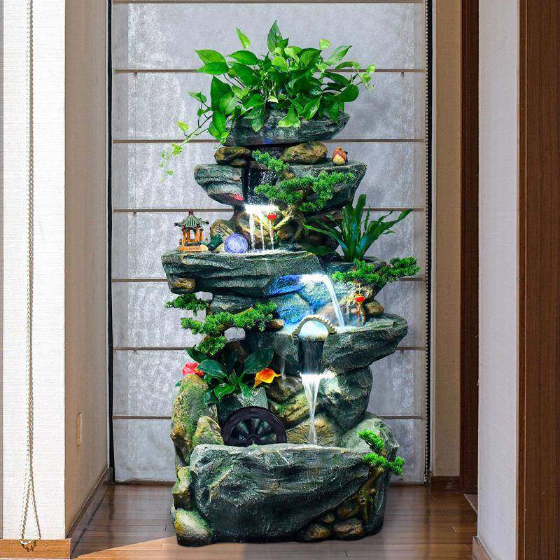 摆中式落地假YDT山水加喷泉件室内水景装饰风水轮开业流酒店养鱼,家居饰品,流水摆件,淘宝优惠券,粉丝福利购,淘宝优惠卷
