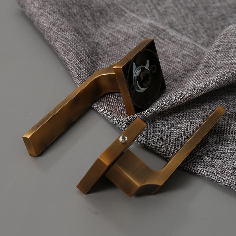 中式单舌静音门锁古铜色复古新室内音防盗磁吸锁铜锁芯执隔磁吸静