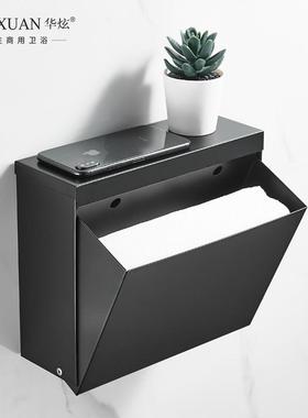 304不锈纸巾盒酒店卫生间厕所擦454手纸盒隐藏式钢开口纸物巾架置