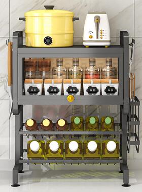 厨房台面置功物架带柜门多能调料调味罐架收纳子油盐酱醋盒整SRWD