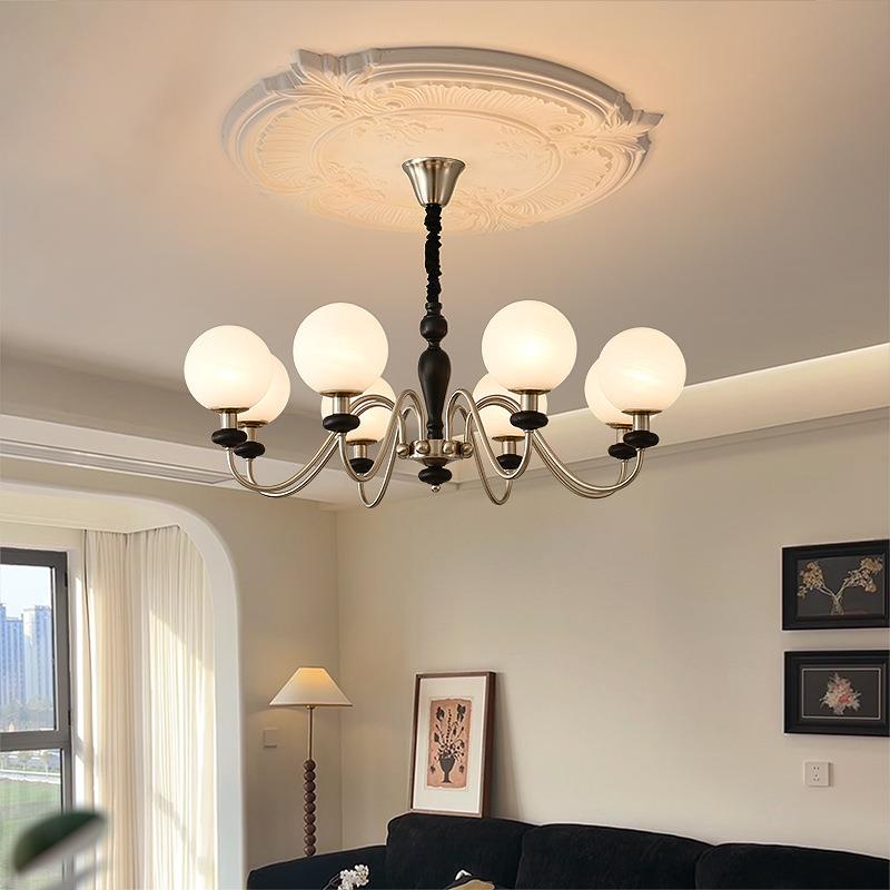 美法式客吊灯中古奶风550主卧室灯复油古轻奢白蜡木餐厅吊厅具灯