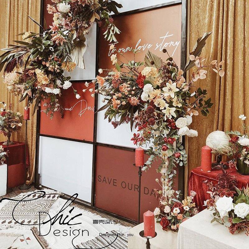 摆SIB新款欧式婚引礼落地花瓶金色布置道具样板电间镀路装饰花器